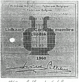 Lidkaart Fedkam 1961 Lidkaart Fedkam 1961